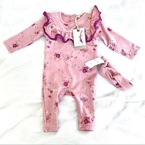 3/6 M JESSICA SIMPSON 💗 Mauve Floral Baby Onesie
